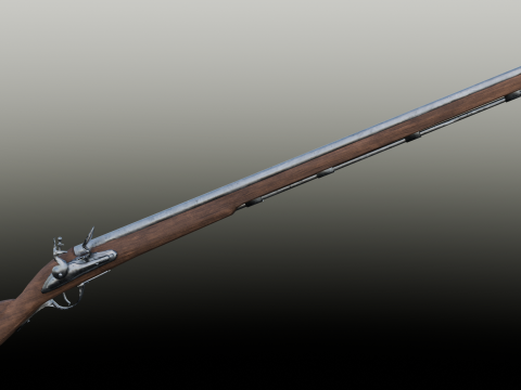 Swedish M1698 Flintlock Musket low poly Modelo 3D