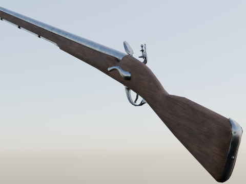 Swedish M1698 Flintlock Musket low poly 3Dモデル
