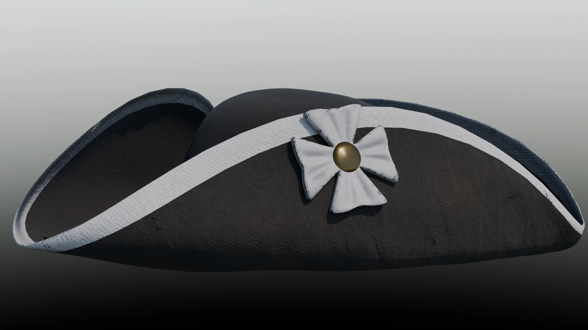 18th century Tricorne Hat with rosette low poly game ready 3D Model .c4d .max .obj .3ds .fbx .stl .blend 