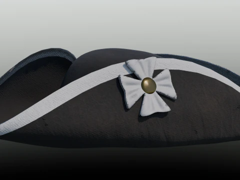 रोसेट लो पॉली गेम के साथ 18वीं सदी की ट्राइकोर्न टोपी तैयार है 3D मॉडल