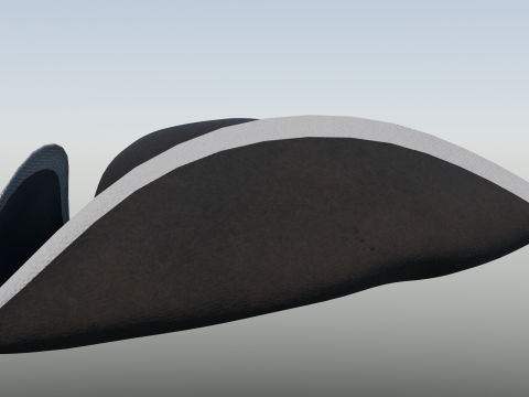 18th century Tricorne Hat with rosette low poly game ready Model 3D