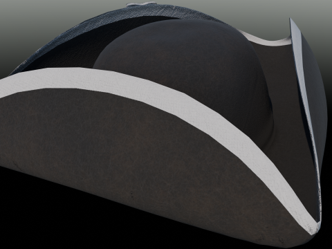 18th century Tricorne Hat with rosette low poly game ready Model 3D