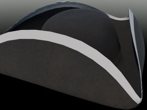 18th century Tricorne Hat with rosette low poly game ready 3D Model