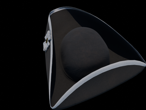 18th century Tricorne Hat with rosette low poly game ready Model 3D