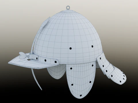 Lobster-tailed pot helmet pappenheimer 3D Model