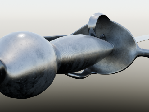 Swedish 18th century Sword m-1685 game ready 3D Model