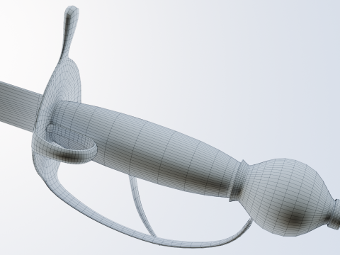 Swedish 18th century Sword m-1685 game ready 3D Model