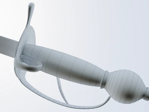Swedish 18th century Sword m-1685 game ready 3D Model