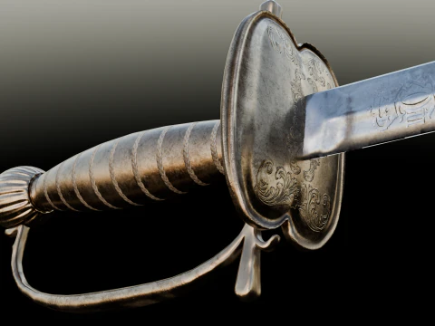Swedish 18th century Officers Rapier m-1700 game ready 3D Model