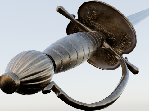 Swedish 18th century Officers Rapier m-1700 game ready Model 3D