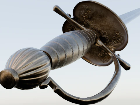 Swedish 18th century Officers Rapier m-1700 game ready 3D Model