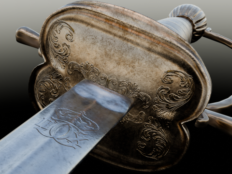Swedish 18th century Officers Rapier m-1700 game ready Model 3D