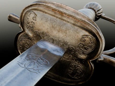 Swedish 18th century Officers Rapier m-1700 game ready 3D Model