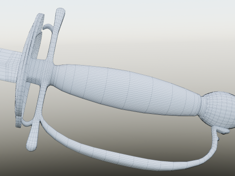 Swedish 18th century Officers Rapier m-1700 game ready Model 3D