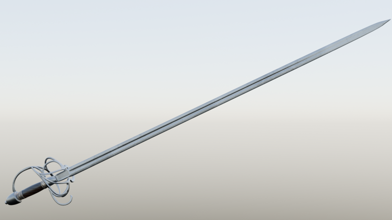 French strong cavalry sword 17th-18th century game ready 3D 모델 .c4d .max .obj .3ds .fbx .stl .blend