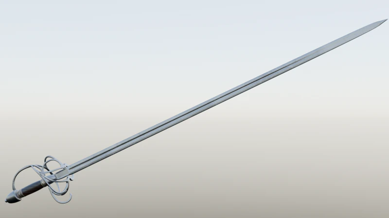 Frans sterk cavaleriezwaard 17e-18e eeuws spel klaar 3D Model .c4d .max .obj .3ds .fbx .stl .blend 