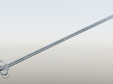 French strong cavalry sword 17th-18th century game ready Modèle 3D
