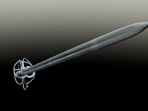 Frans sterk cavaleriezwaard 17e-18e eeuws spel klaar 3D Model