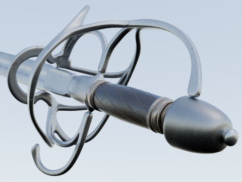 French strong cavalry sword 17th-18th century game ready 3D 모델