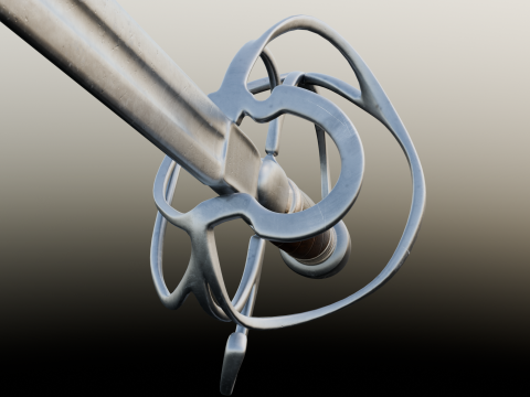 French strong cavalry sword 17th-18th century game ready 3D 모델