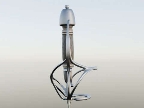 Frans sterk cavaleriezwaard 17e-18e eeuws spel klaar 3D Model