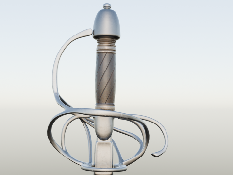 French strong cavalry sword 17th-18th century game ready 3D 모델