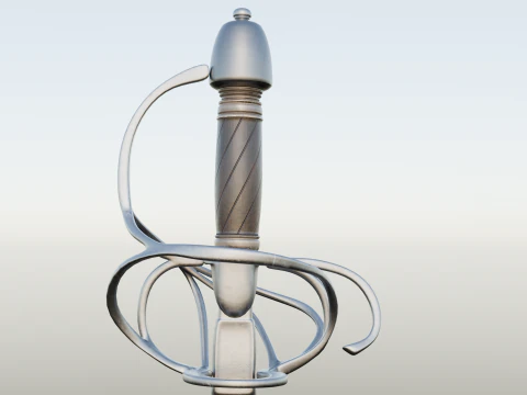 Frans sterk cavaleriezwaard 17e-18e eeuws spel klaar 3D Model