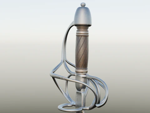 Frans sterk cavaleriezwaard 17e-18e eeuws spel klaar 3D Model