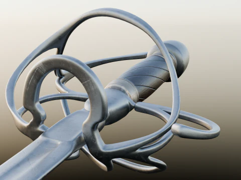 Frans sterk cavaleriezwaard 17e-18e eeuws spel klaar 3D Model