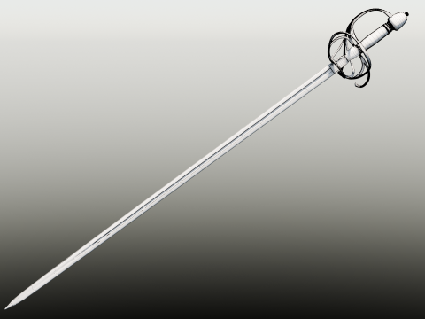 French strong cavalry sword 17th-18th century game ready 3D 모델