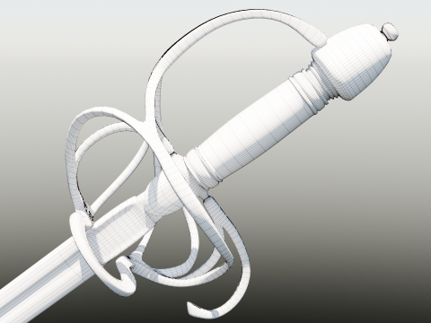 French strong cavalry sword 17th-18th century game ready 3D 모델