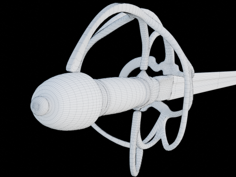 French strong cavalry sword 17th-18th century game ready 3D 모델