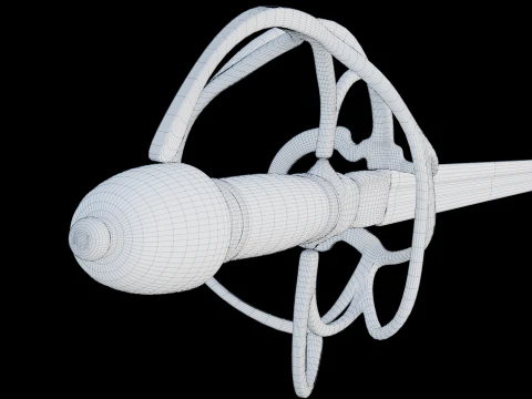 Frans sterk cavaleriezwaard 17e-18e eeuws spel klaar 3D Model