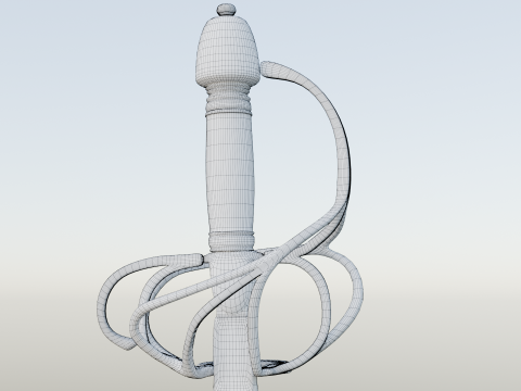 French strong cavalry sword 17th-18th century game ready 3D 모델