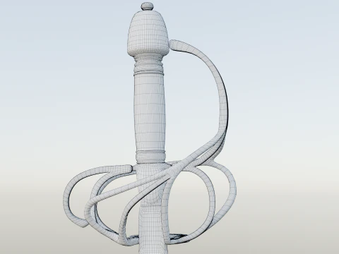 Frans sterk cavaleriezwaard 17e-18e eeuws spel klaar 3D Model