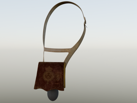18th Century French Infantry Ammo Pouch Powder Flask Game Asset 3D Model