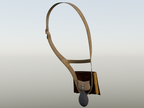 18th Century French Infantry Ammo Pouch Powder Flask Game Asset 3D Model