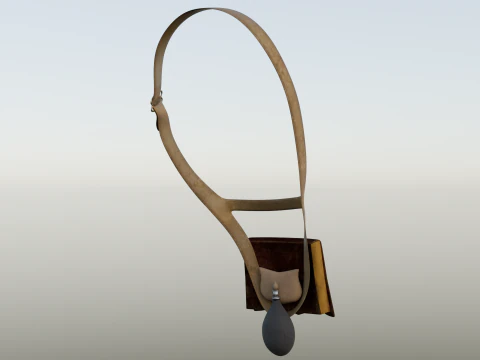 18th Century French Infantry Ammo Pouch Powder Flask Game Asset 3D Model