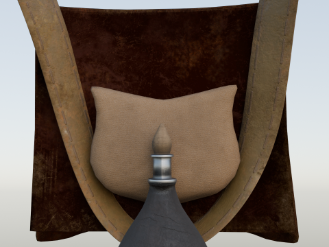 18th Century French Infantry Ammo Pouch Powder Flask Game Asset 3D Model