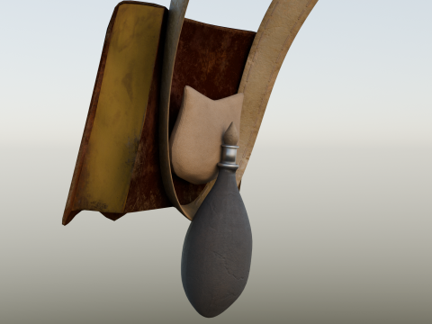 18th Century French Infantry Ammo Pouch Powder Flask Game Asset 3D Model