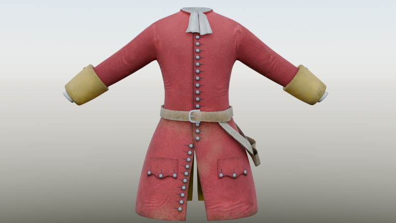 18th century British military red coat Model 3D .c4d .max .obj .3ds .fbx .stl .blend 