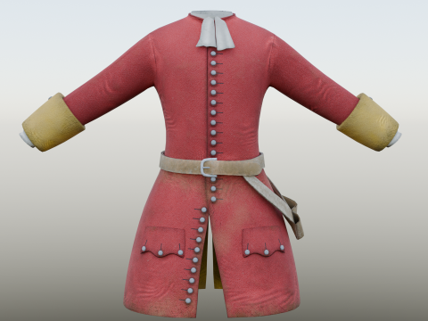 18th century British military red coat Modello 3D