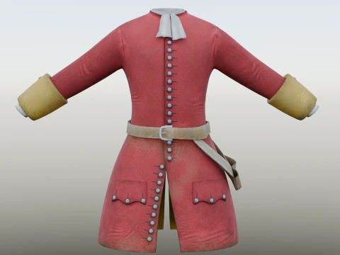 18वीं सदी का ब्रिटिश सैन्य लाल कोट 3D मॉडल