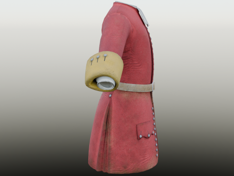 18th century British military red coat Model 3D
