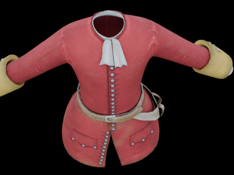 18th century British military red coat Model 3D