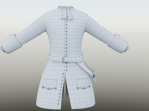 18th century British military red coat Model 3D