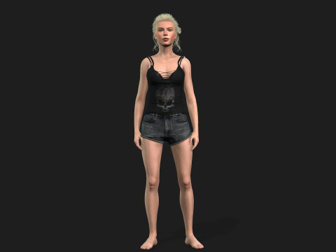 High Quality Female Character Model Modelo 3D