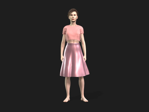 Woman with 2K Textures and Animation Ready Rigging 3D Model
