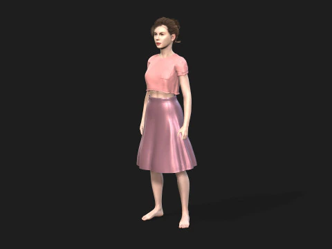 具有 2K 纹理和动画就绪索具的女性 3D 模型