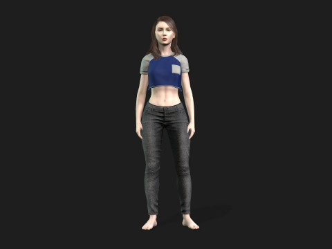 Game Ready Woman Rigged and Textured 3D Model
